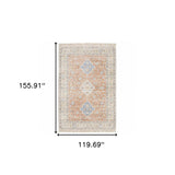10' X 13' Orange And Blue Oriental Hand Loomed Stain Resistant Area Rug With Fringe - Homeroots - Flyclothing LLC
