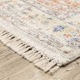 10' X 13' Orange And Blue Oriental Hand Loomed Stain Resistant Area Rug With Fringe - Homeroots - Flyclothing LLC