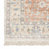 10' X 13' Orange And Blue Oriental Hand Loomed Stain Resistant Area Rug With Fringe - Homeroots - Flyclothing LLC