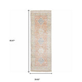 2' X 8' Orange And Blue Oriental Hand Loomed Stain Resistant Runner Rug With Fringe - Homeroots - Flyclothing LLC