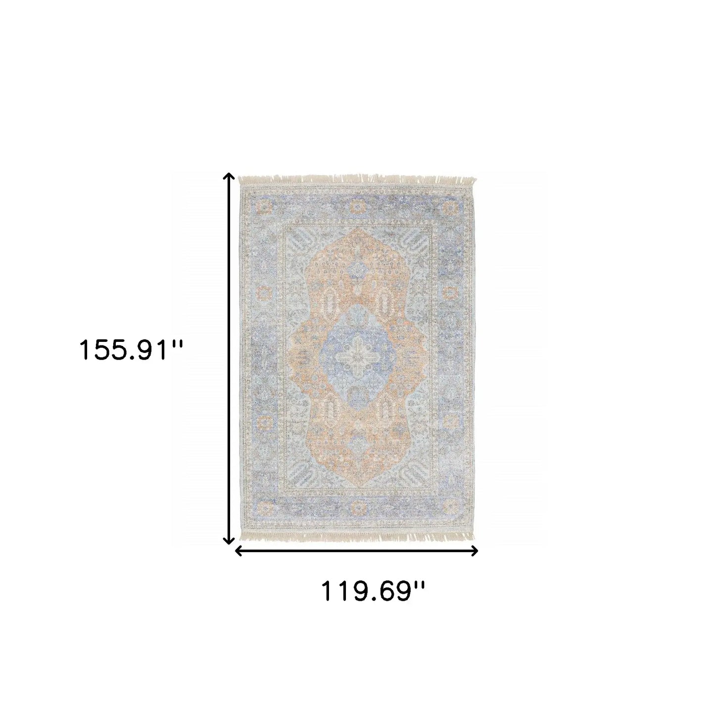 10' X 13' Blue And Red Oriental Hand Loomed Stain Resistant Area Rug With Fringe - Homeroots - Flyclothing LLC