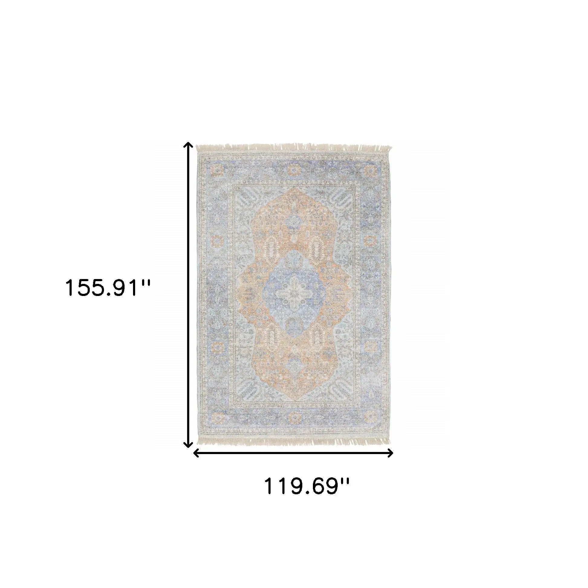 10' X 13' Blue And Red Oriental Hand Loomed Stain Resistant Area Rug With Fringe - Homeroots - Flyclothing LLC