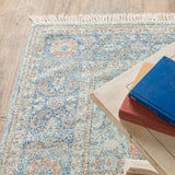 10' X 13' Blue And Red Oriental Hand Loomed Stain Resistant Area Rug With Fringe - Homeroots - Flyclothing LLC