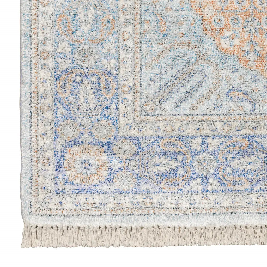10' X 13' Blue And Red Oriental Hand Loomed Stain Resistant Area Rug With Fringe - Homeroots - Flyclothing LLC