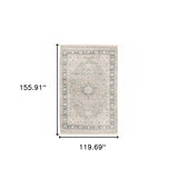 10' X 13' Beige And Grey Oriental Hand Loomed Stain Resistant Area Rug With Fringe - Homeroots - Flyclothing LLC