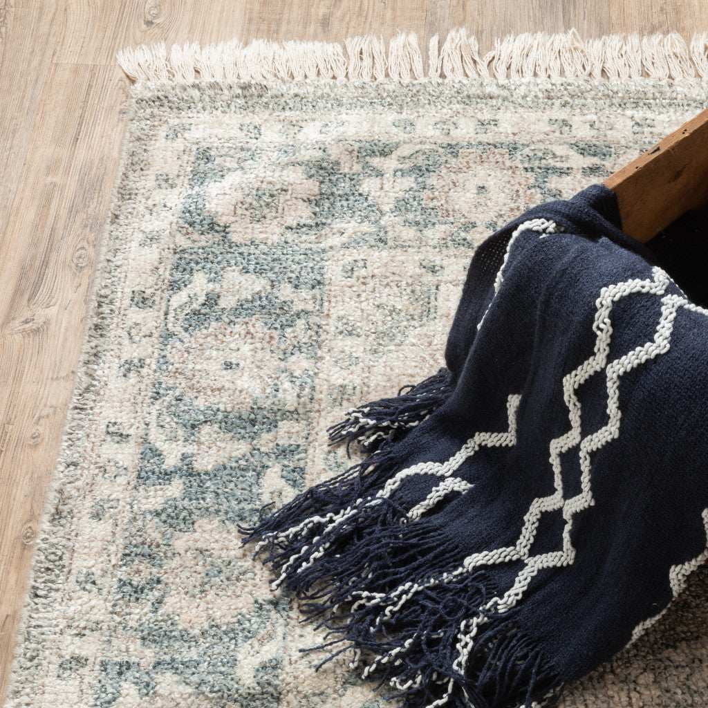 10' X 13' Beige And Grey Oriental Hand Loomed Stain Resistant Area Rug With Fringe - Homeroots - Flyclothing LLC