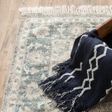 2' X 8' Beige And Grey Oriental Hand Loomed Stain Resistant Runner Rug With Fringe - Homeroots