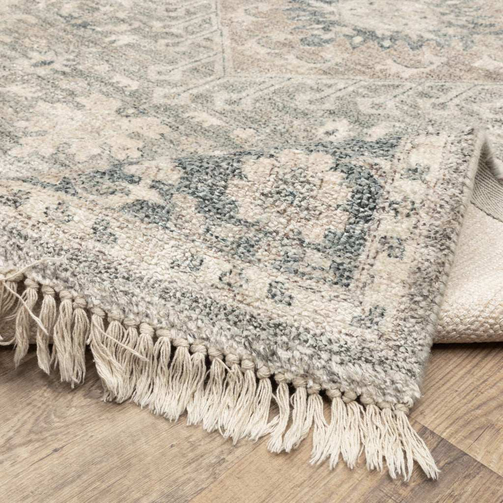 2' X 8' Beige And Grey Oriental Hand Loomed Stain Resistant Runner Rug With Fringe - Homeroots - Flyclothing LLC