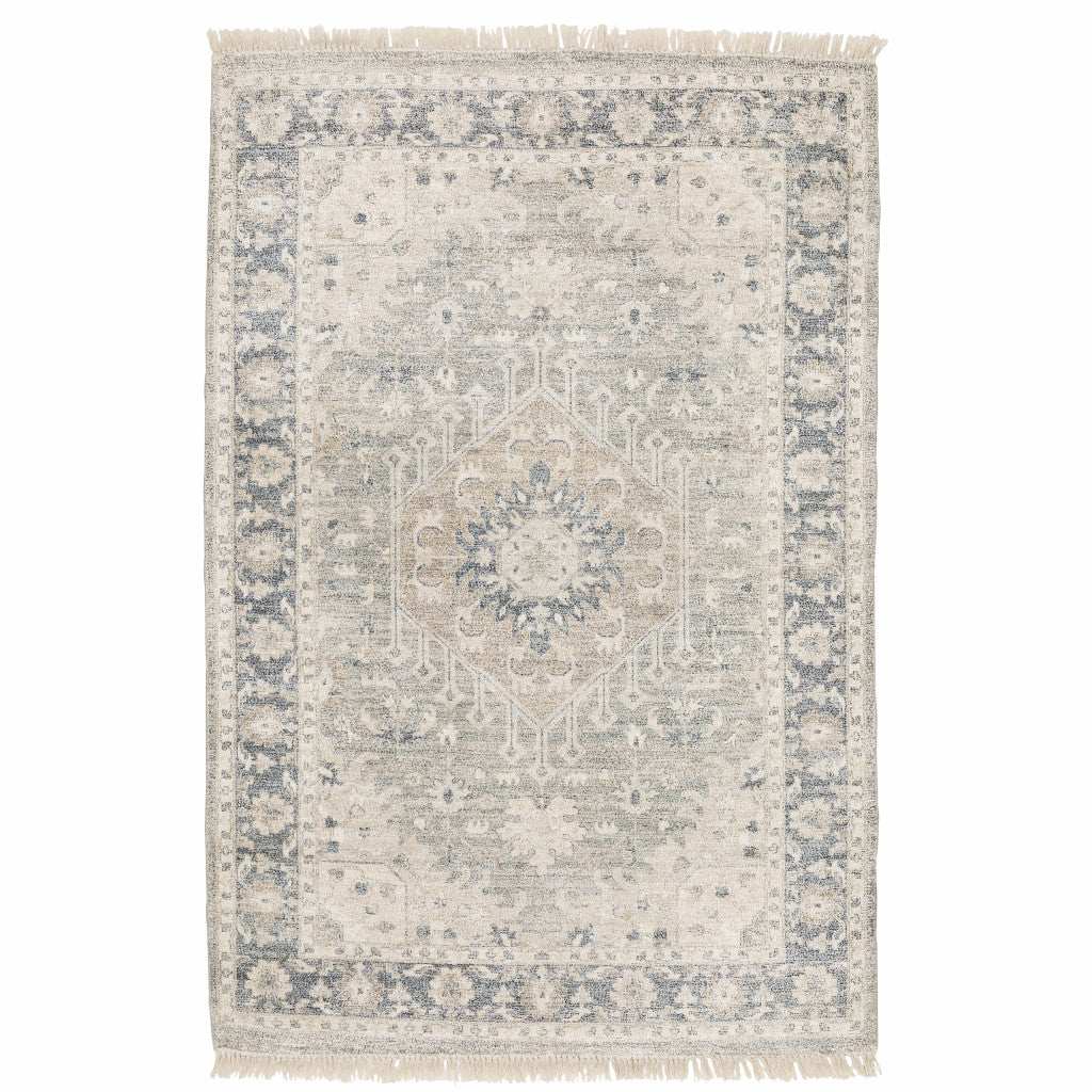 5' X 8' Beige And Grey Oriental Hand Loomed Stain Resistant Area Rug With Fringe - Homeroots - Flyclothing LLC