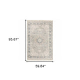 5' X 8' Beige And Grey Oriental Hand Loomed Stain Resistant Area Rug With Fringe - Homeroots - Flyclothing LLC