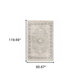8' X 10' Beige And Grey Oriental Hand Loomed Stain Resistant Area Rug With Fringe - Homeroots - Flyclothing LLC