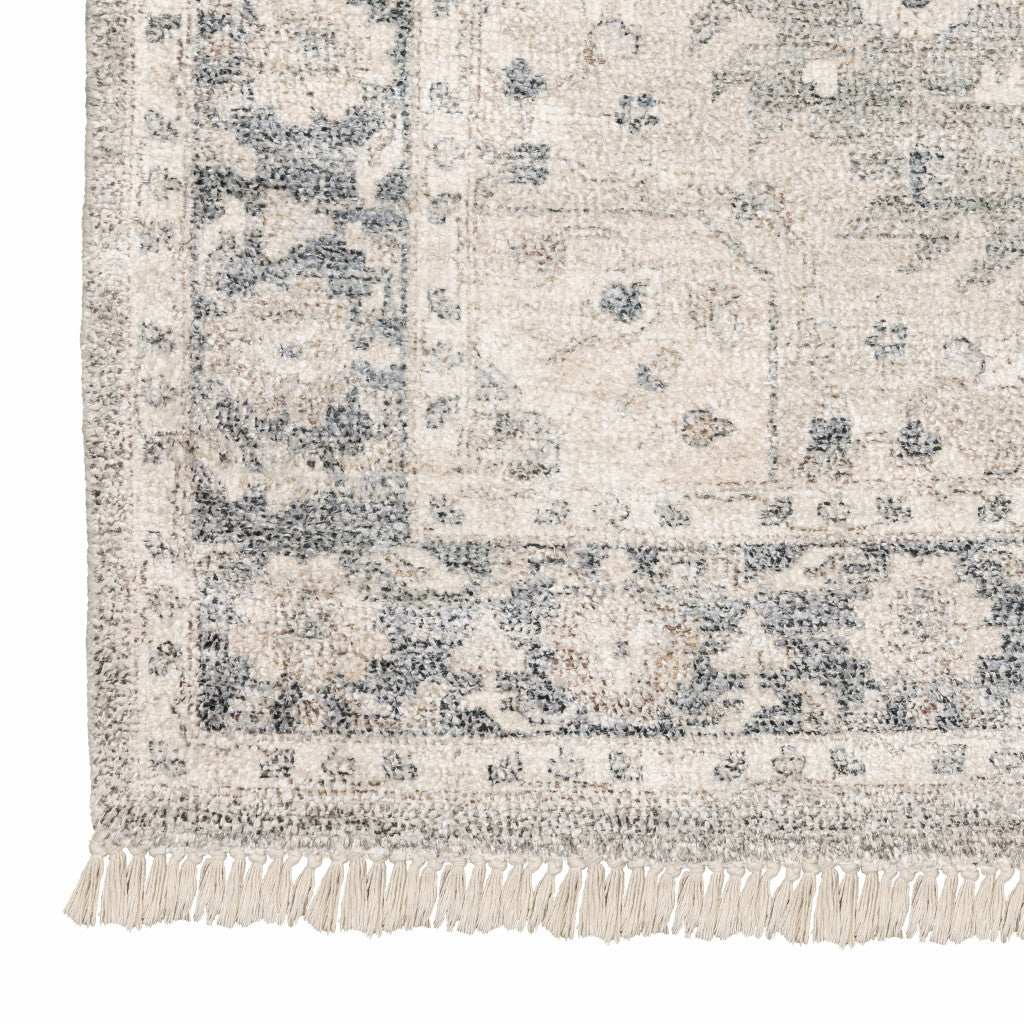 8' X 10' Beige And Grey Oriental Hand Loomed Stain Resistant Area Rug With Fringe - Homeroots - Flyclothing LLC