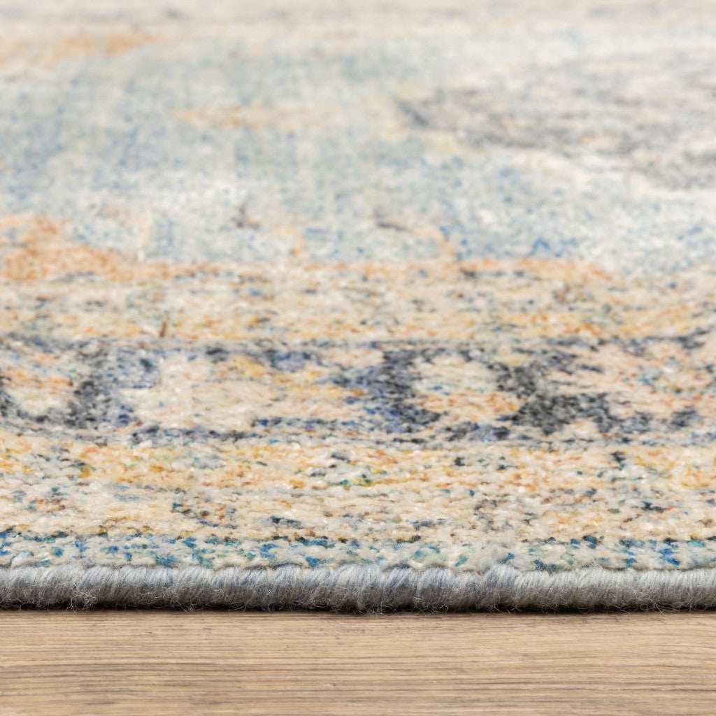 8' X 10' Blue And Beige Oriental Hand Loomed Stain Resistant Area Rug With Fringe - Homeroots - Flyclothing LLC