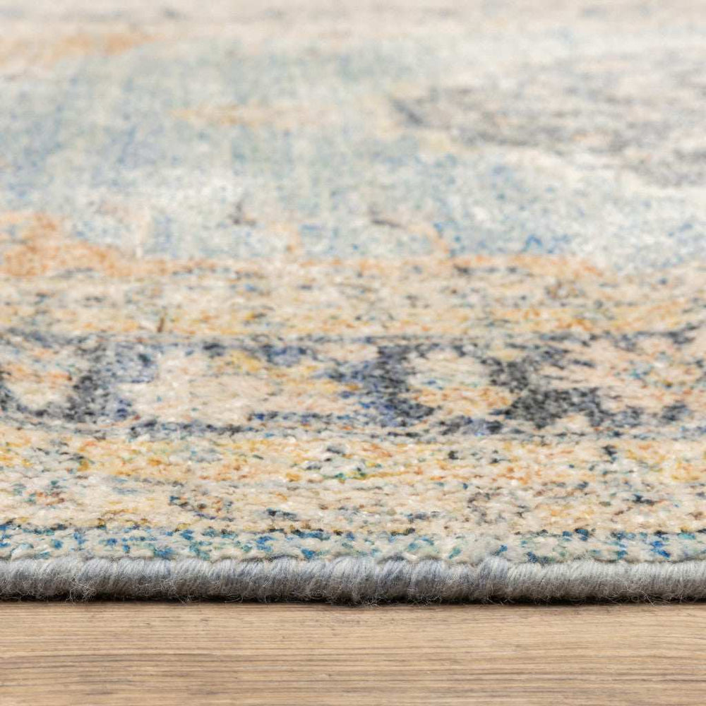 8' X 10' Blue And Beige Oriental Hand Loomed Stain Resistant Area Rug With Fringe - Homeroots - Flyclothing LLC
