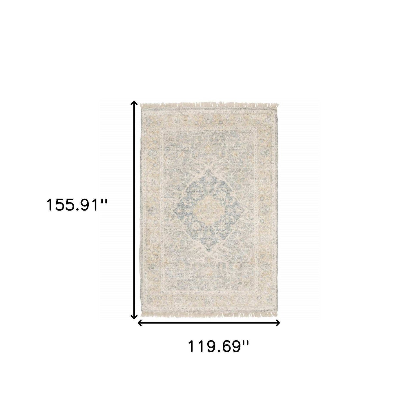 10' X 13' Grey And Beige Oriental Hand Loomed Stain Resistant Area Rug With Fringe - Homeroots - Flyclothing LLC