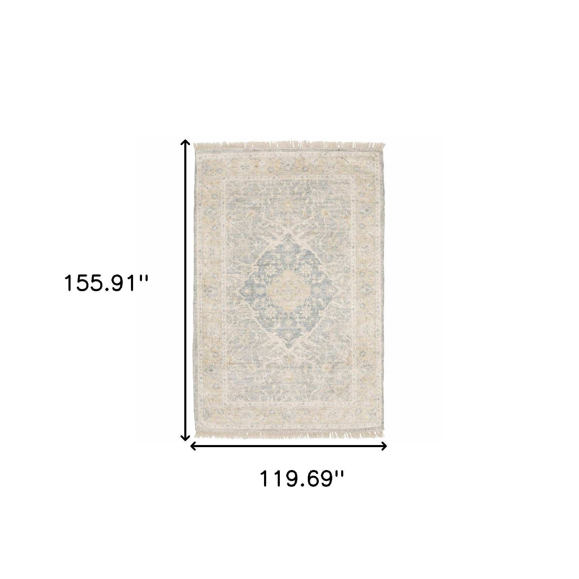 10' X 13' Grey And Beige Oriental Hand Loomed Stain Resistant Area Rug With Fringe - Homeroots - Flyclothing LLC