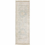 2' X 8' Grey And Beige Oriental Hand Loomed Stain Resistant Runner Rug With Fringe - Homeroots - Flyclothing LLC
