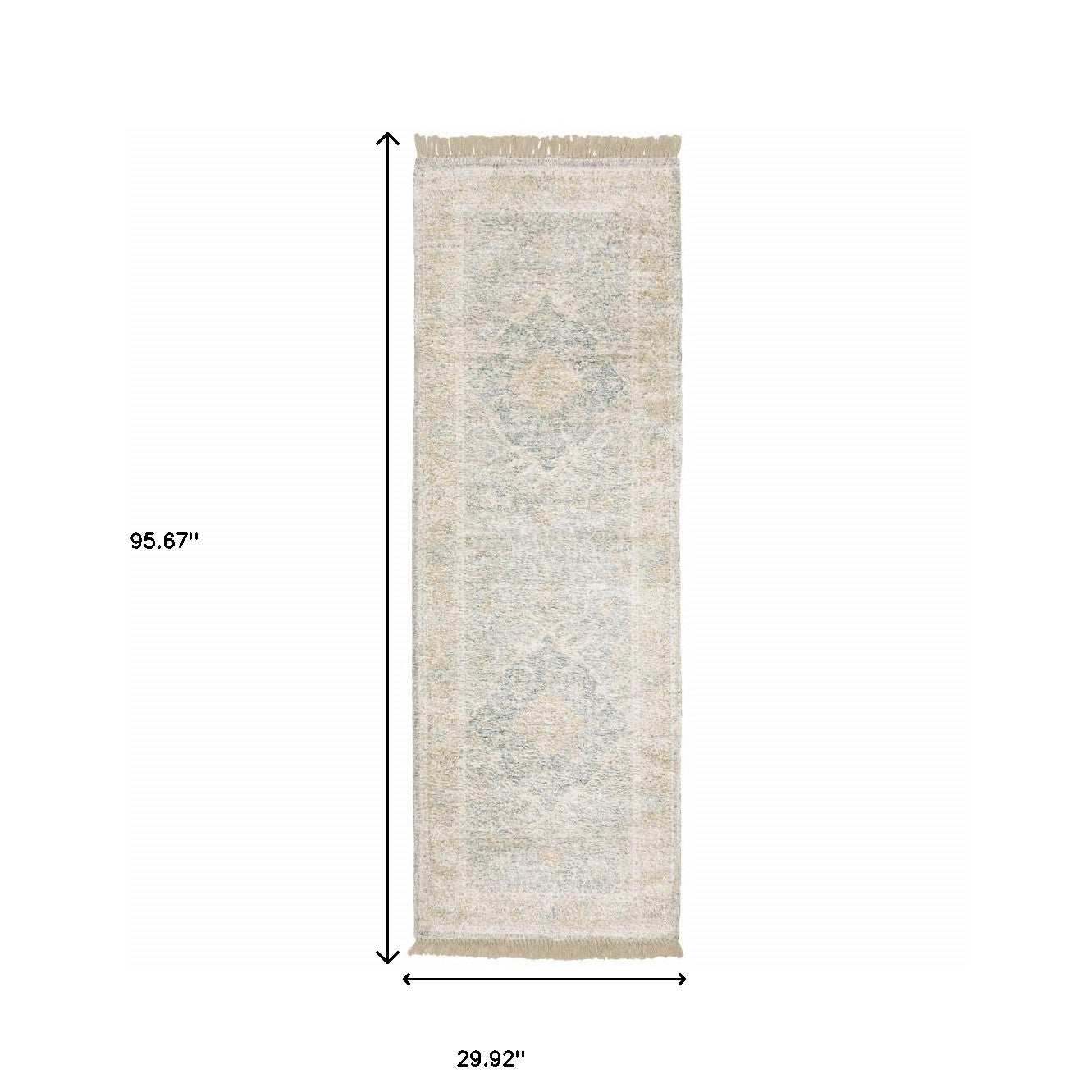 2' X 8' Grey And Beige Oriental Hand Loomed Stain Resistant Runner Rug With Fringe - Homeroots - Flyclothing LLC