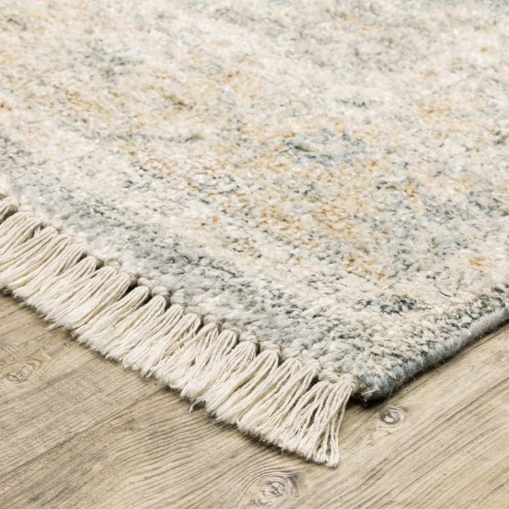 2' X 8' Grey And Beige Oriental Hand Loomed Stain Resistant Runner Rug With Fringe - Homeroots - Flyclothing LLC