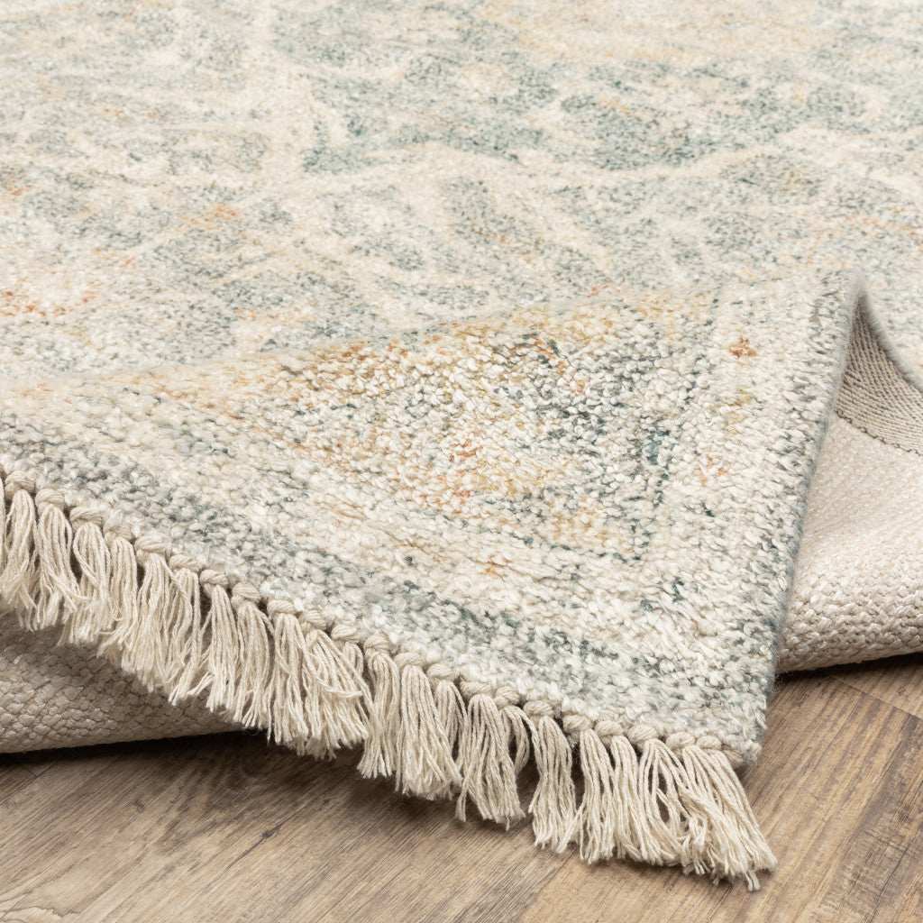 2' X 8' Grey And Beige Oriental Hand Loomed Stain Resistant Runner Rug With Fringe - Homeroots - Flyclothing LLC