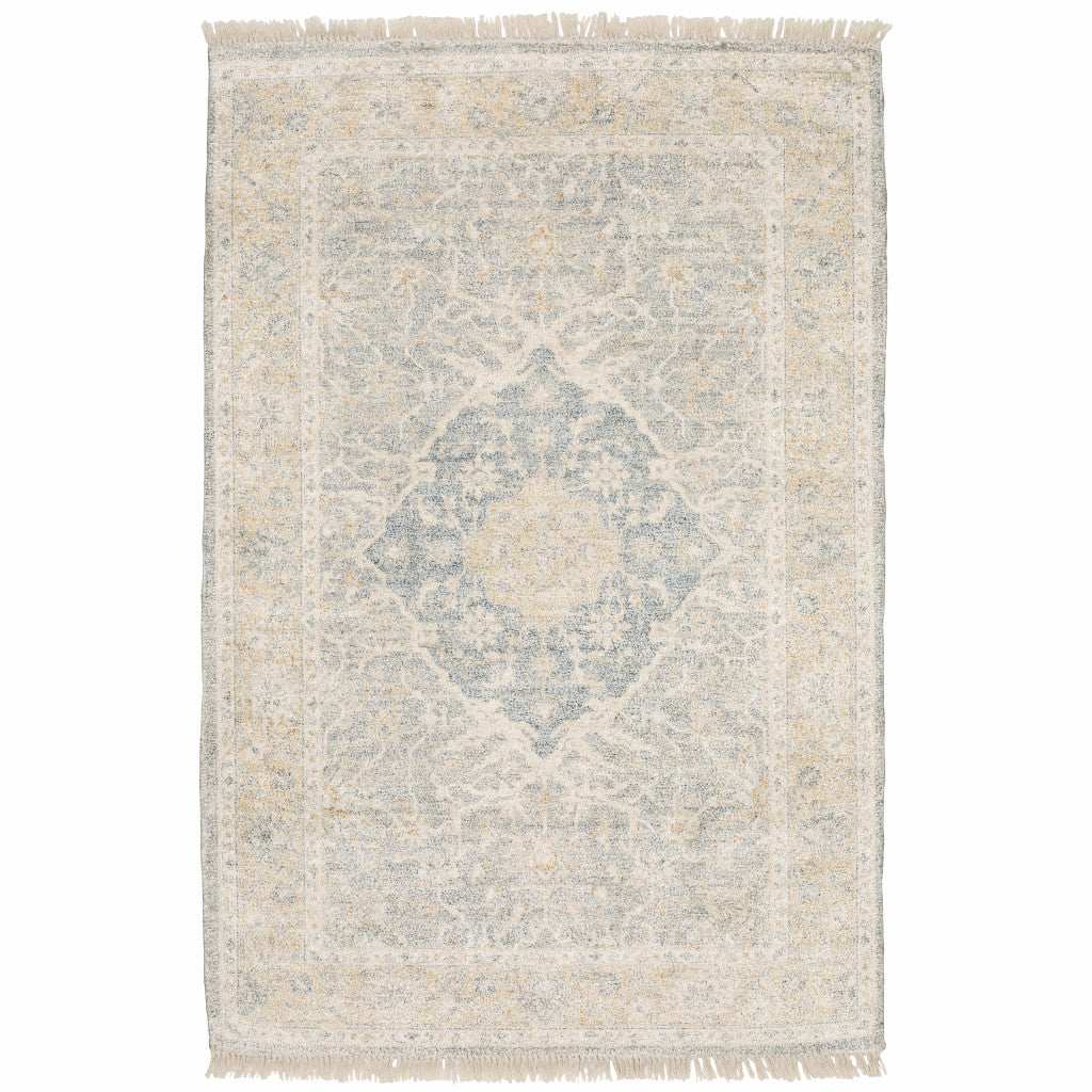 5' X 8' Grey And Beige Oriental Hand Loomed Stain Resistant Area Rug With Fringe - Homeroots - Flyclothing LLC