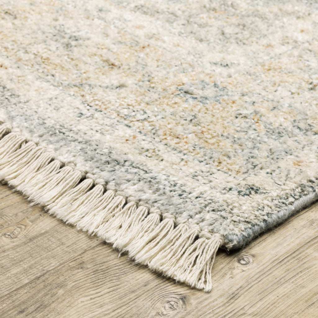 5' X 8' Grey And Beige Oriental Hand Loomed Stain Resistant Area Rug With Fringe - Homeroots - Flyclothing LLC