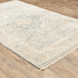 5' X 8' Grey And Beige Oriental Hand Loomed Stain Resistant Area Rug With Fringe - Homeroots