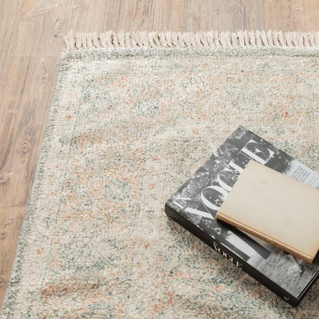 5' X 8' Grey And Beige Oriental Hand Loomed Stain Resistant Area Rug With Fringe - Homeroots - Flyclothing LLC