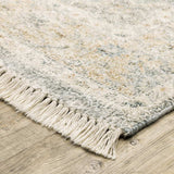 8' X 10' Grey And Beige Oriental Hand Loomed Stain Resistant Area Rug With Fringe - Homeroots - Flyclothing LLC