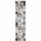 2' X 8' Grey Charcoal Brown And Beige Geometric Power Loom Stain Resistant Runner Rug - Homeroots - Flyclothing LLC