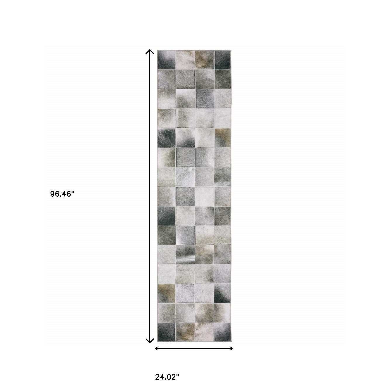 2' X 8' Grey Charcoal Brown And Beige Geometric Power Loom Stain Resistant Runner Rug - Homeroots - Flyclothing LLC