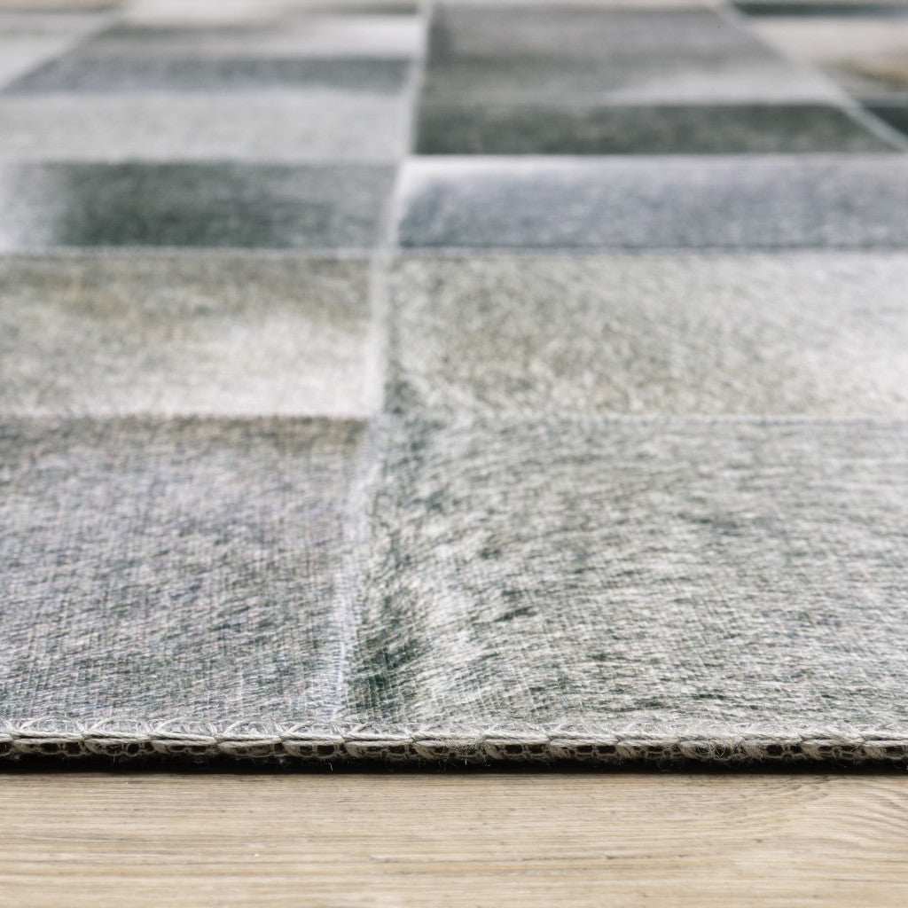 2' X 8' Grey Charcoal Brown And Beige Geometric Power Loom Stain Resistant Runner Rug - Homeroots - Flyclothing LLC