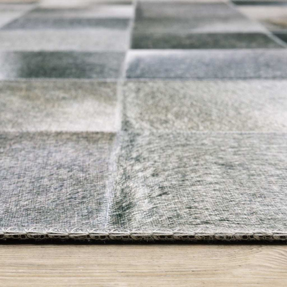 2' X 8' Grey Charcoal Brown And Beige Geometric Power Loom Stain Resistant Runner Rug - Homeroots - Flyclothing LLC