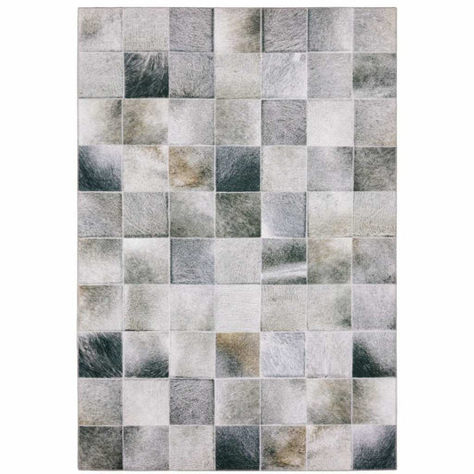5' X 7' Grey Charcoal Brown And Beige Geometric Power Loom Stain Resistant Area Rug - Homeroots - Flyclothing LLC