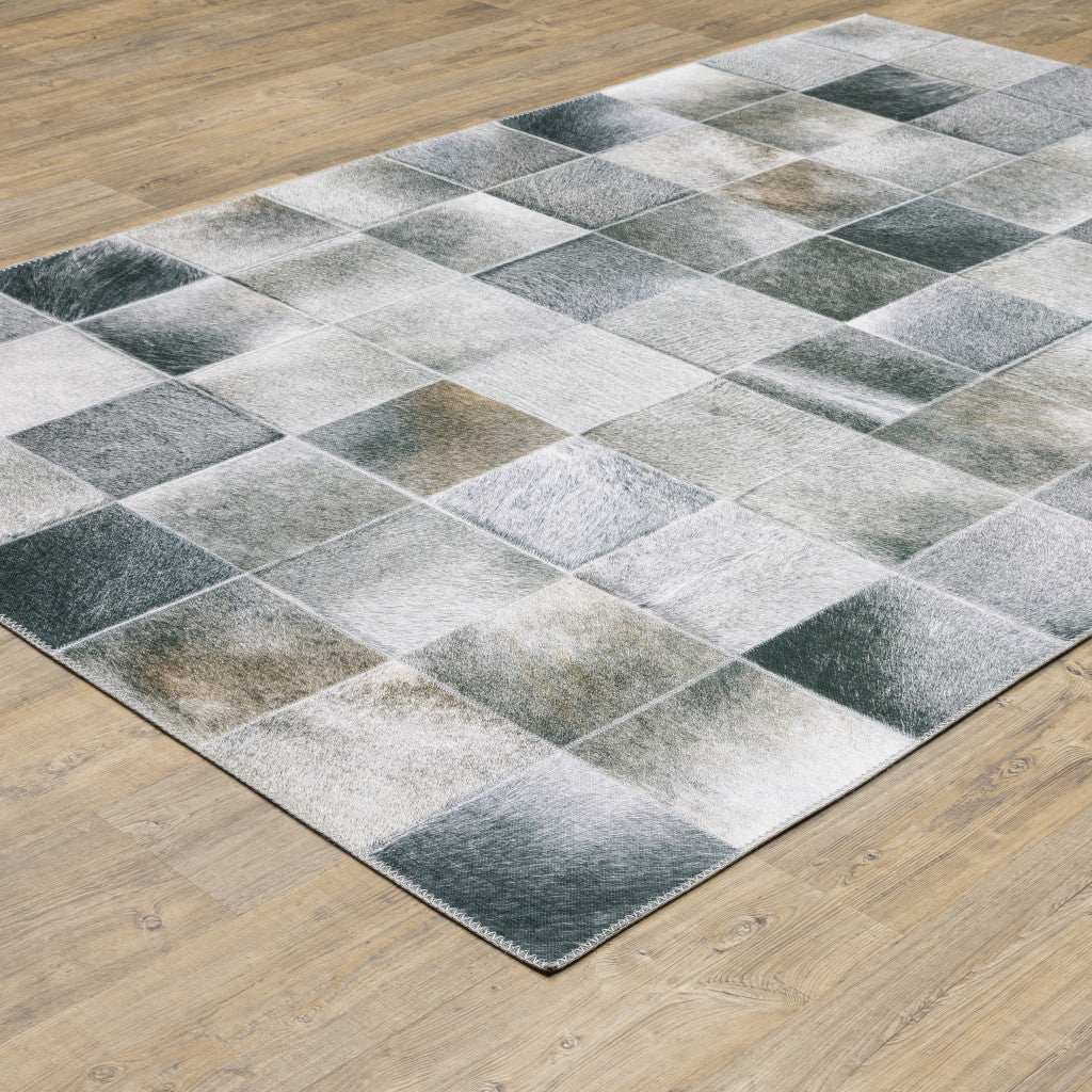 9' X 12' Grey Charcoal Brown And Beige Geometric Power Loom Stain Resistant Area Rug - Homeroots - Flyclothing LLC