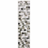 2' X 8' Grey Charcoal Brown Tan And Ivory Geometric Power Loom Stain Resistant Runner Rug - Homeroots - Flyclothing LLC
