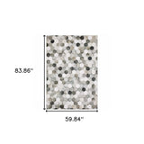 5' X 7' Grey Charcoal Brown Tan And Ivory Geometric Power Loom Stain Resistant Area Rug - Homeroots - Flyclothing LLC