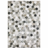 9' X 12' Grey Charcoal Brown Tan And Ivory Geometric Power Loom Stain Resistant Area Rug - Homeroots
