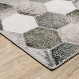 9' X 12' Grey Charcoal Brown Tan And Ivory Geometric Power Loom Stain Resistant Area Rug - Homeroots - Flyclothing LLC