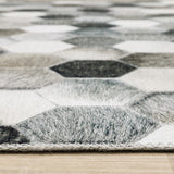 9' X 12' Grey Charcoal Brown Tan And Ivory Geometric Power Loom Stain Resistant Area Rug - Homeroots