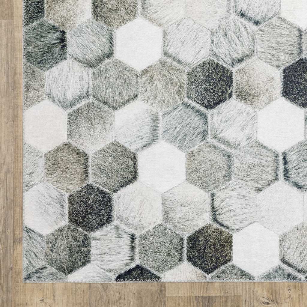 9' X 12' Grey Charcoal Brown Tan And Ivory Geometric Power Loom Stain Resistant Area Rug - Homeroots - Flyclothing LLC