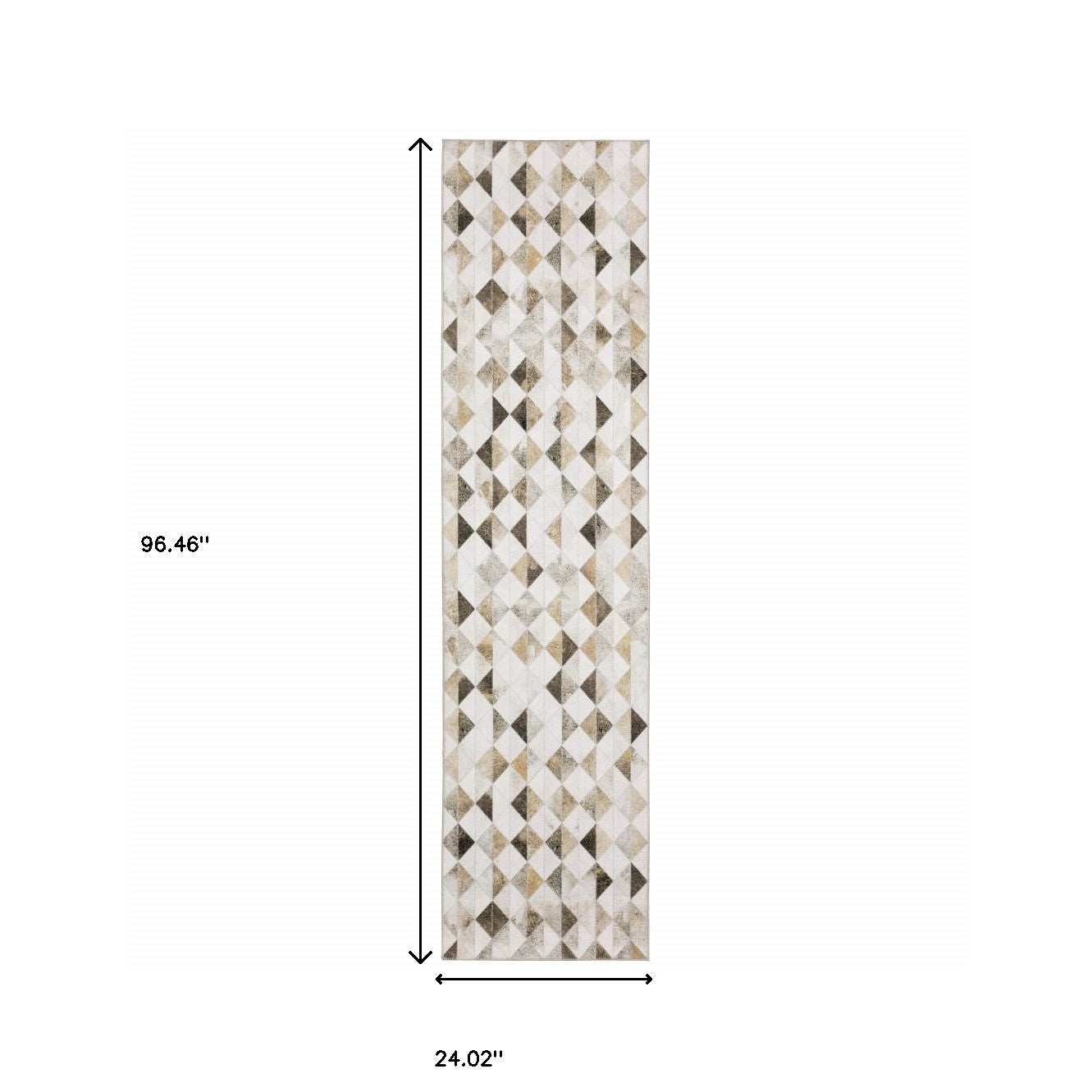 2' X 8' Beige Brown Grey And Ivory Geometric Power Loom Stain Resistant Runner Rug - Homeroots - Flyclothing LLC
