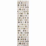 2' X 8' Beige Brown Grey And Ivory Geometric Power Loom Stain Resistant Runner Rug