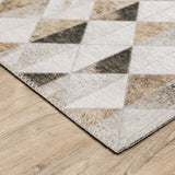 2' X 8' Beige Brown Grey And Ivory Geometric Power Loom Stain Resistant Runner Rug - Homeroots