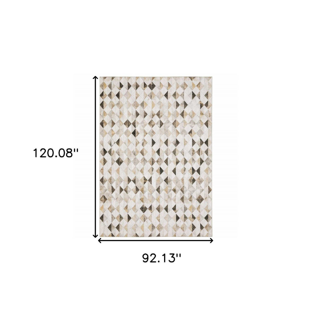 8' X 10' Beige Brown Grey And Ivory Geometric Power Loom Stain Resistant Area Rug - Homeroots - Flyclothing LLC