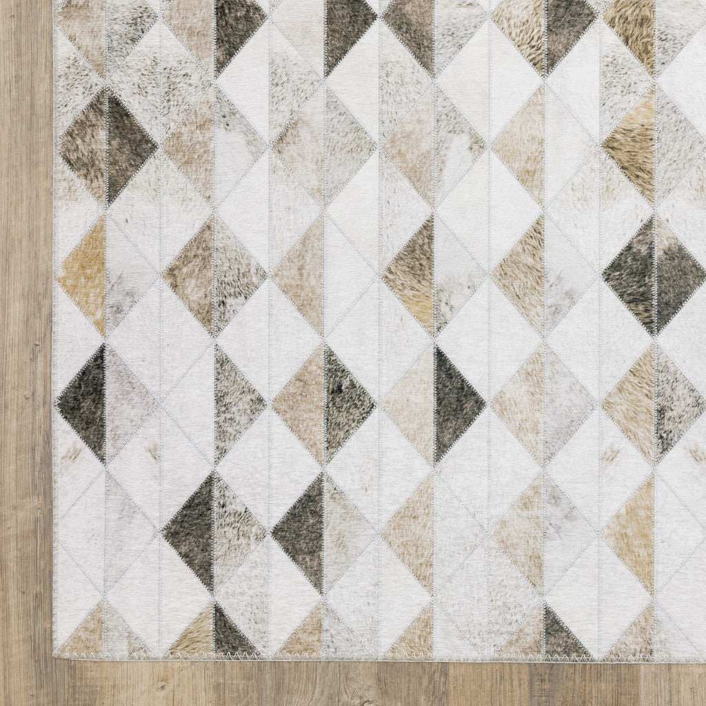 8' X 10' Beige Brown Grey And Ivory Geometric Power Loom Stain Resistant Area Rug - Homeroots - Flyclothing LLC