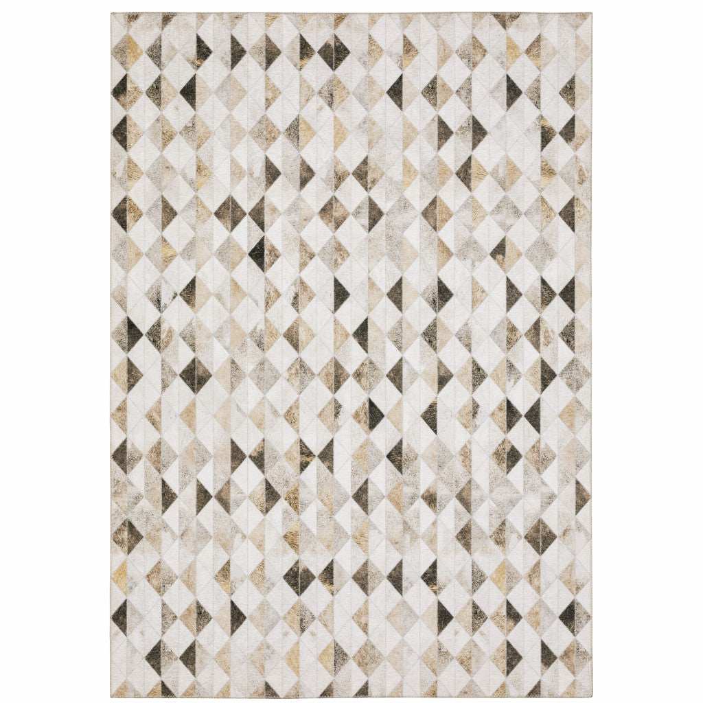 9' X 12' Beige Brown Grey And Ivory Geometric Power Loom Stain Resistant Area Rug - Homeroots - Flyclothing LLC