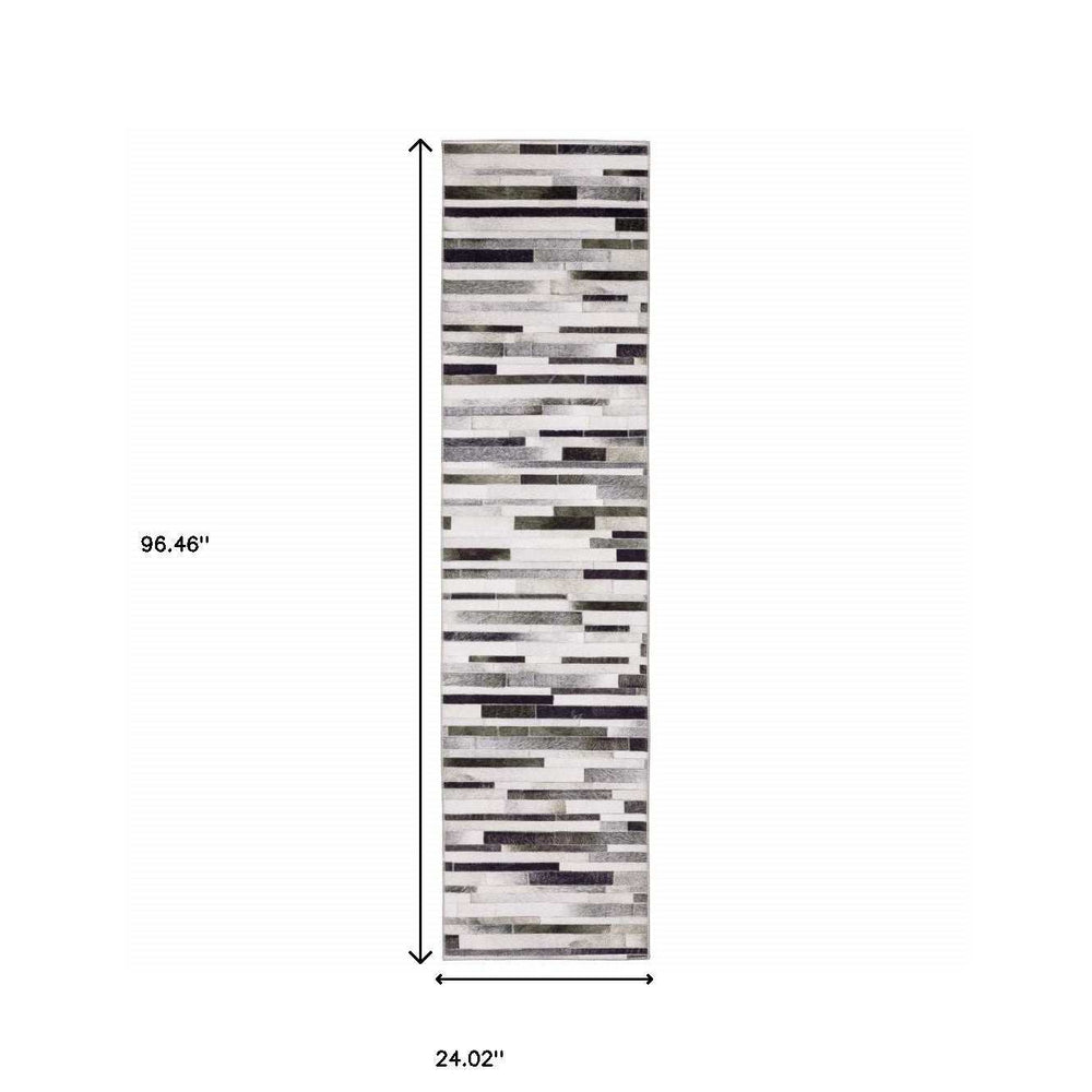 2' X 8' Grey Charcoal And Beige Geometric Power Loom Stain Resistant Runner Rug - Homeroots - Flyclothing LLC