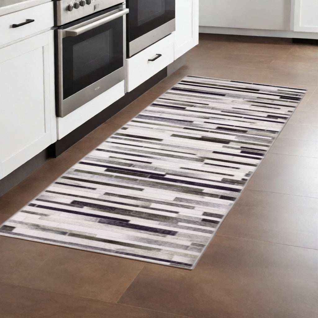 2' X 8' Grey Charcoal And Beige Geometric Power Loom Stain Resistant Runner Rug - Homeroots - Flyclothing LLC