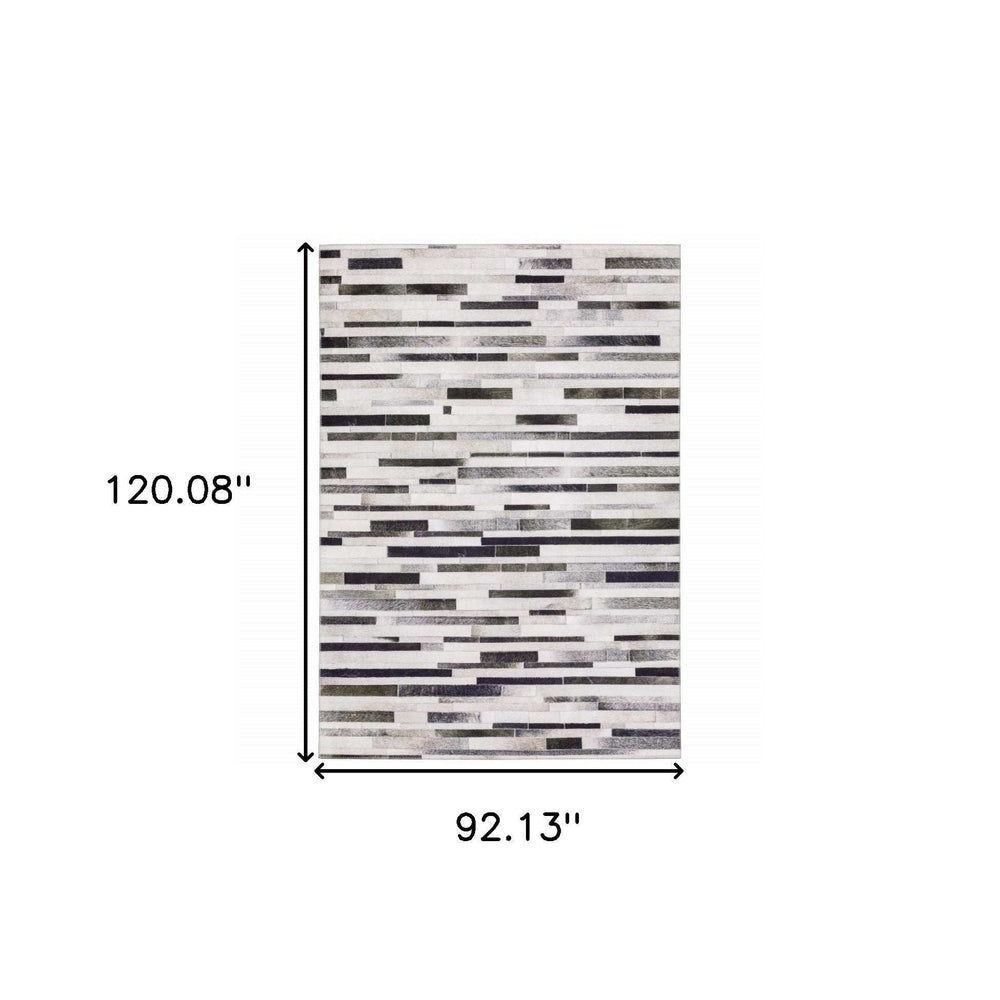 8' X 10' Grey Charcoal And Beige Geometric Power Loom Stain Resistant Area Rug - Homeroots - Flyclothing LLC